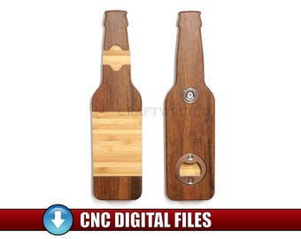 CNC Digital Pattern Beer Bottle - Shaped Magnetic Bottle Opener DIY Woodworking Vector Files