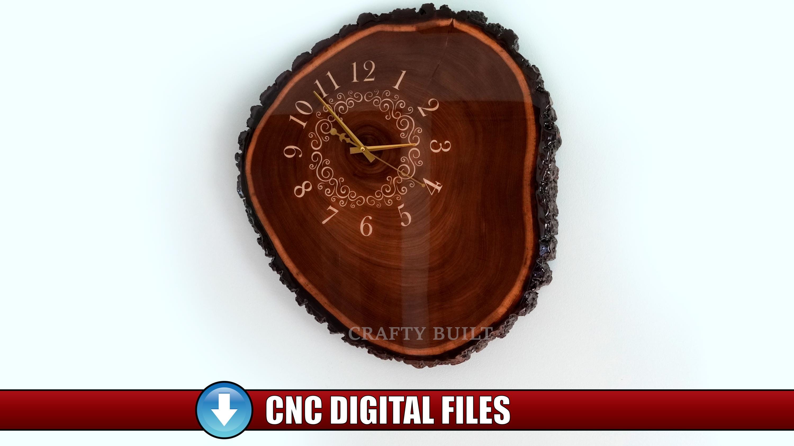 DIY Wood Inlay Carving Clock CNC Pattern Vectric Aspire Digital File ...
