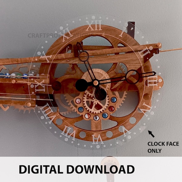 DIY CNC files - Acrylic Clock face, Wood Clock Face, Clayton Boyer Clock, Marble Clock, Mechanical Clock, VCarve, stl, svg, Dxf, eps, ai