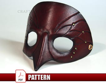 DIY Leather Bird Mask Pattern Template PDF Digital Download Halloween Costume Cosplay Masquerade Mask Leather Disguise Facial Covering