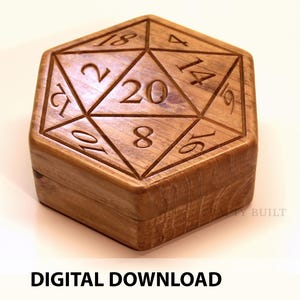DIY-Muster D20 Würfelbox-Vorlage CNC-Dateien Schmuckkiste Dekorative Box Spieleaufbewahrungsbehälter Vectric Digitale Dateien, dxf, eps