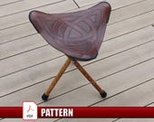 DIY Leather Pattern Template Leather Tripod Chair with Celtic Knots PDF Digital Download Leather Chair Small Stool Three Legged Chair Stool