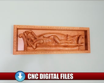 DIY CNC Pattern Classical Nude Bas Relief Template Wood Carving Digital Files Wall Art Sculpture Heightmap Fine Art Decor Heart of Ocean