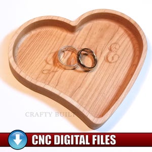 DIY Pattern Wood Heart-Shaped Tray Template CNC Files Jewelry Tray Money Catchall Valentine&#39;s Day Gift Idea Heart Dish Lovers Platter