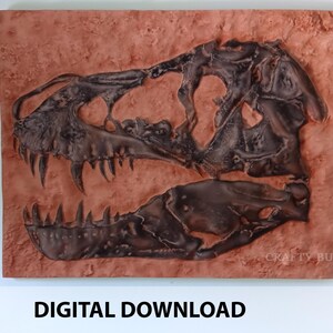Gabarit CNC Fossile de Tyrannosaurus Rex Bas-relief Sculpté sur Bois Fichiers Laser DIY T-Rex Dinosaure Fossile Préhistorique Carte