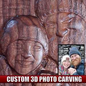 Personalized Digitally Sculpted 3D Photo Portrait Wood Carving Wood Relief Photo Engraving Custom Carving Bas Relief Sculpture Home Decor