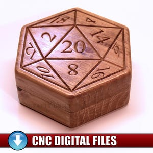DIY Pattern D20 Dice Box Template CNC Files Jewelry Case Decorative Box Gaming Storage Container Vectric Digital Files, dxf, eps, pdf, svg