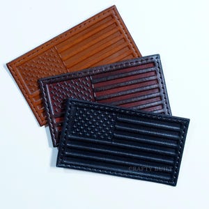 Genuine Leather American Flag Embossed Patch 4-5oz Vegtan Leather Patch USA Badge American Patch Patriotic Insignia for Jackets & Hats