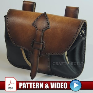 DIY Pattern Small Leather Hip Carry Bag Template PDF Download Leathercraft Video Tutorial Belt Bag Fanny Pack Phone Pouch Leather Bag