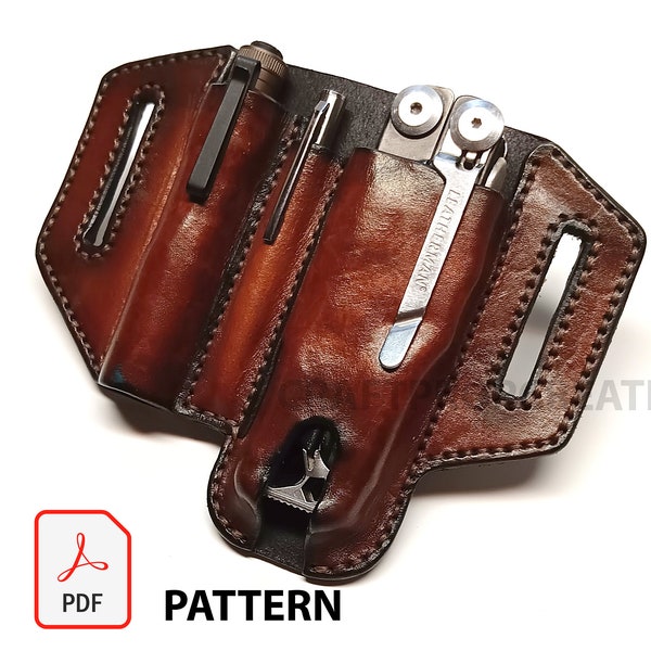 Plantilla de patrón de bricolaje - Funda para cuchillo/pluma/linterna Leatherman - Descarga PDF, funda Leatherman, funda de cuero, funda para linterna