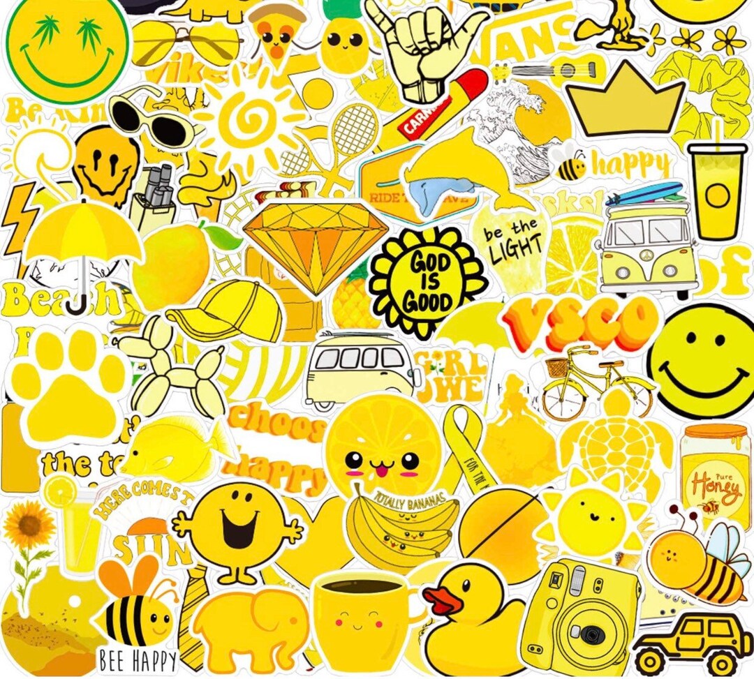 Cute Yellow VSCO Stickers Pack Random Stickers Waterproof Etsy