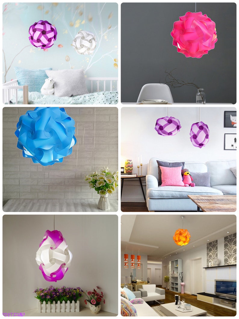 FULLY ASSEMBLED Jigsaw Puzzle Lamp Shade Hanging Lantern Etsy