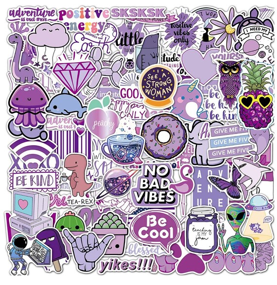 Cute PURPLE VSCO Stickers Pack Random Stickers Waterproof | Etsy