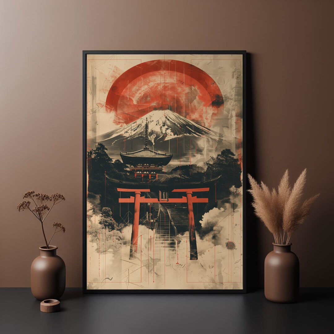 Japanese Mount Fuji Art Print, Torii Gate, Pagoda (digital Download) - Etsy