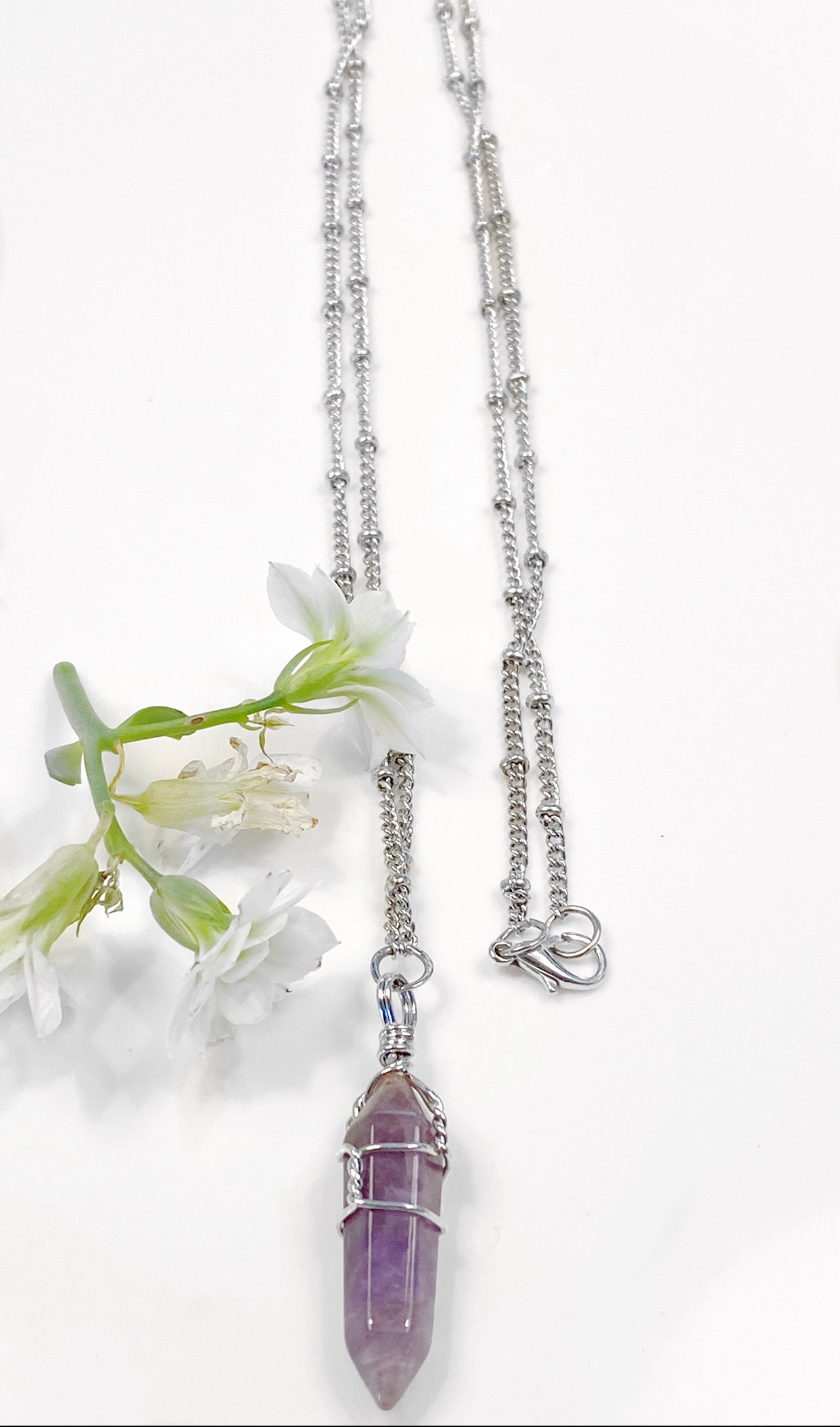 Genuine Crystal Pendulum Necklace includes Pendulum Board Etsy