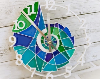 Colorful Stained Glass Spiral Wall Clock  |  Sagrada Familia  |  Unique and Original Art  |  Resin & 3D Printed