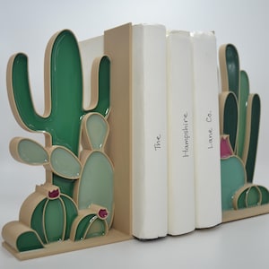 Suportes de livros em forma de cacto | Decoração do sudoeste americano | Estante de livros no deserto