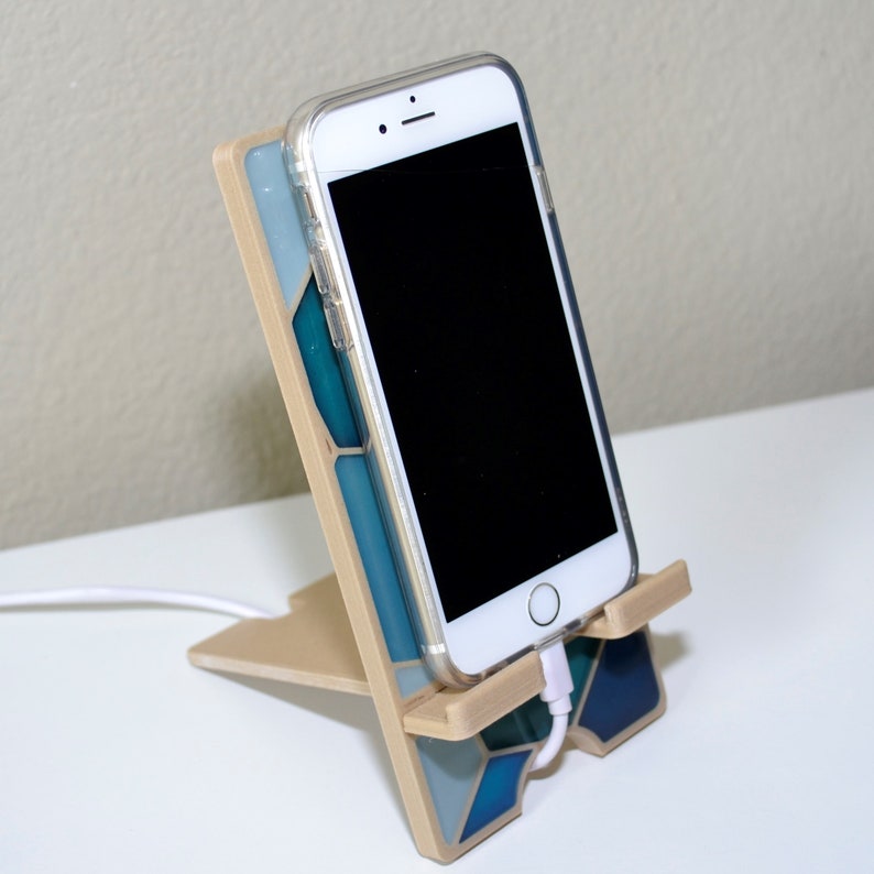 Honeycomb Phone Stand Hexagon iPhone Holder Geometric Pattern Charging Station Cell Phone Docking Station Epoxy Resin, 3D Printed image 9