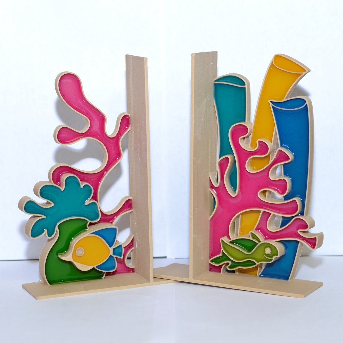 Ocean Bookends Coral Decor Scuba Diving Gift Coral Etsy