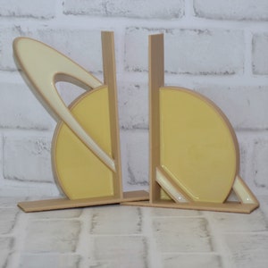 Yellow Saturn Bookends  | Planet Library | Astronomy Decor | Solar System Book Ends | Galaxy Bookshelf | Constellation Office | Science Gift