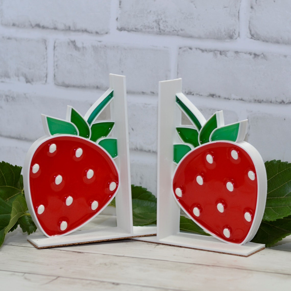 Strawberry Bookends Fruit Decor Berry Nursery Book Ends Etsy