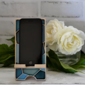 Honeycomb Phone Stand Hexagon iPhone Holder Geometric Pattern Charging Station Cell Phone Docking Station Epoxy Resin, 3D Printed image 8