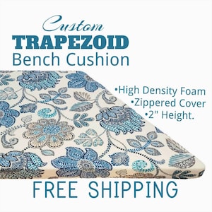 Custom Trapezoid Bay Window Seat Cushion with Zipper ( 2" thick ) - Polyester Fabric