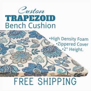 Custom Window Seat Cushion for Bay Window – 2&quot; Thick Indoor Bench Cushion with Zippered Cover - 100% Screen Printed Polyester