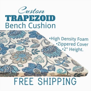 Custom Trapezoid Bay Window Seat Cushion with Zipper ( 2" thick ) - Polyester Fabric