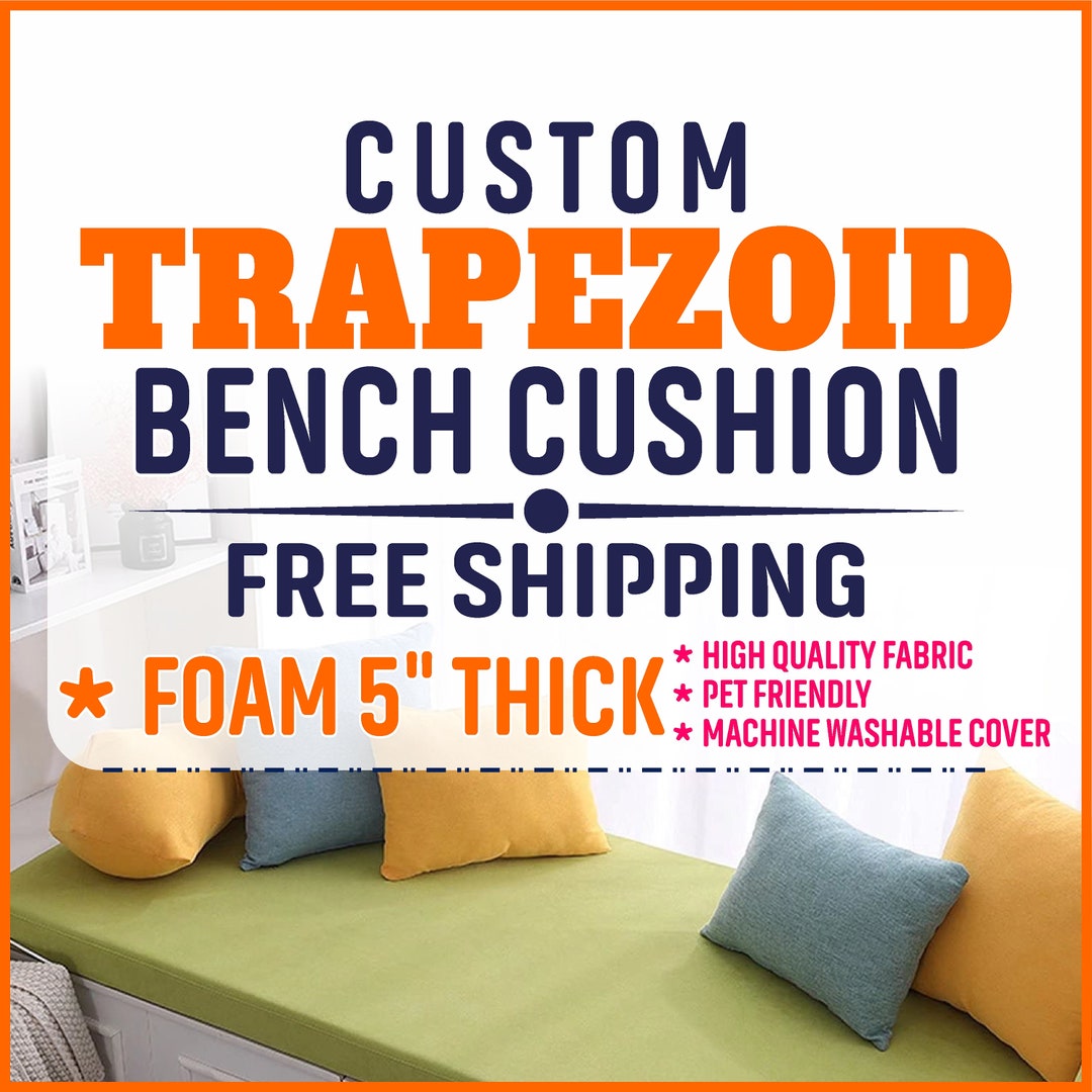 Custom Trapezoid Bay Window Seat Cushion With Zipper ( 5" Thick ...