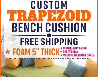 Custom Window Seat Cushion for Bay Window – 5" Thick Indoor Bench Cushion with Zippered Cover - Sunbrella Fabric