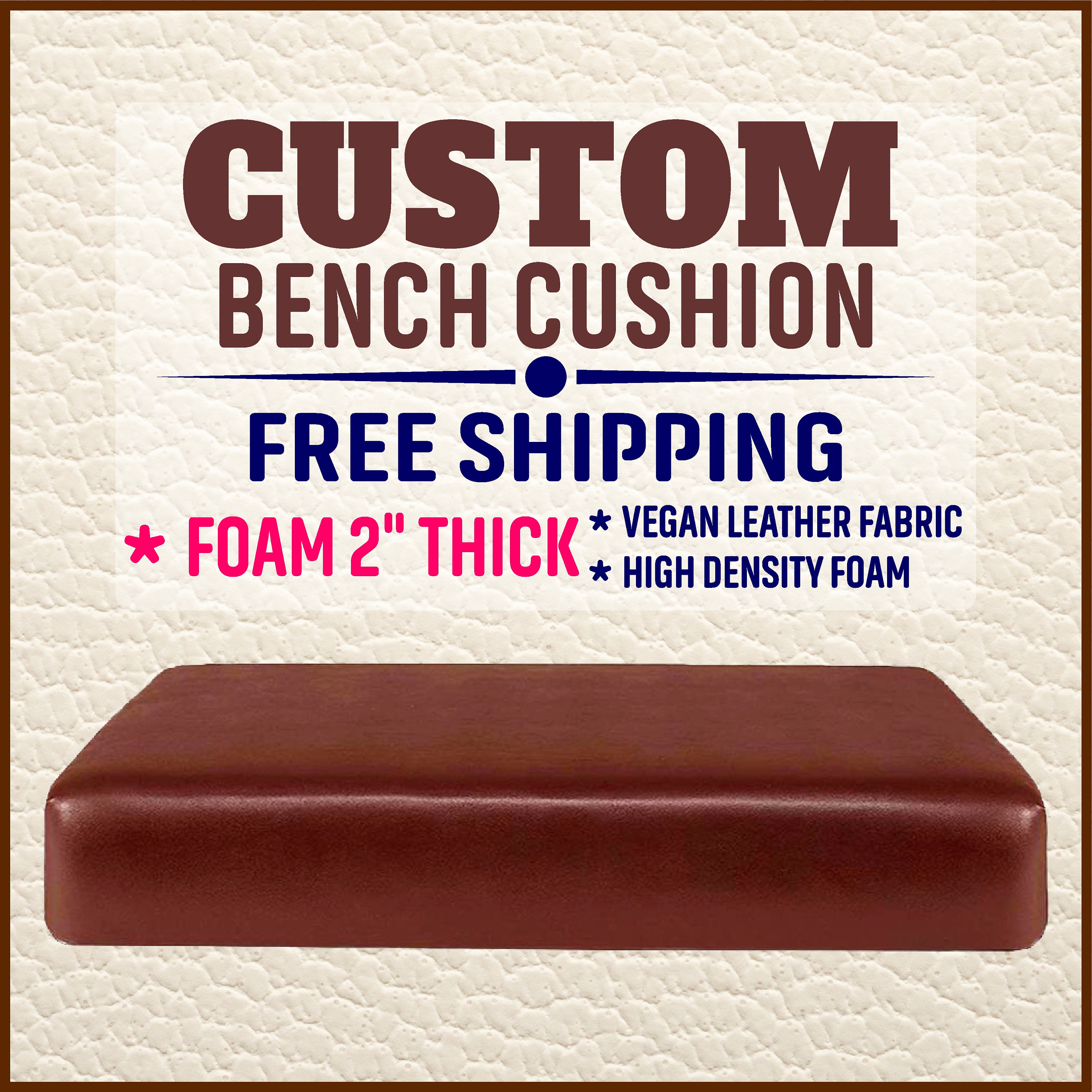 1 Thick Custom Bench PAD With Sunbrella Fabric 
