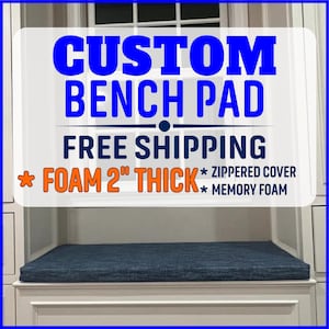 Custom Bench Cushion, Window Seat Cushion 2&quot; Thick with Zipper - Memory Foam + 100% Screen Printed Polyester