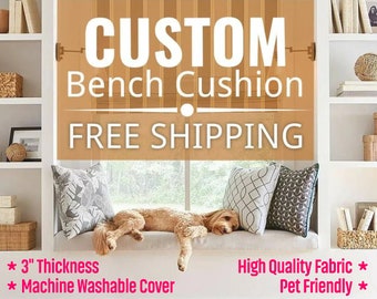 Custom Bench seat Cushion with Zipper ( 3" Thick ) - Indoor seat cushion - Sunbrella Fabric
