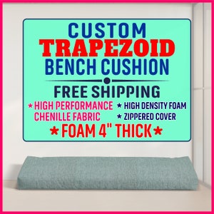 Custom Window Seat Cushion for Bay Window – 4&quot; Thick Indoor Bench Cushion with Zippered Cover - Crypton Fabric