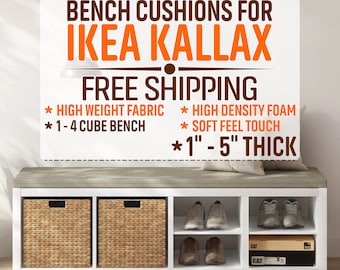 Custom IKEA Kallax Bench Seat Cushion with Straps - Chenille / Velvet Fabric