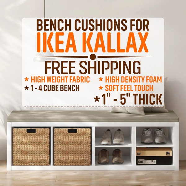 Custom IKEA Kallax Bench Seat Cushion with Straps - Chenille / Velvet Fabric