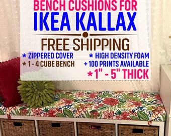 Maßgeschneidertes IKEA Kallax Bank Sitzkissen mit Gurten - 100% Siebdruck Polyester