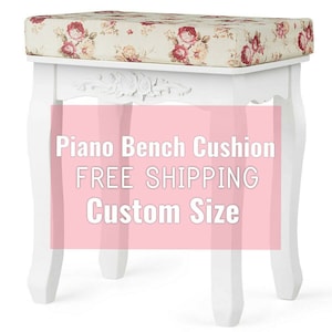 Piano Bench Seat Cushion (2&quot; thickness) with 100% Screen Printed Polyester
