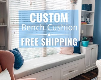 Custom Bench seat Cushion with Zipper ( 3" Thick ) - Window seat cushion - 100% Screen Printed Polyester