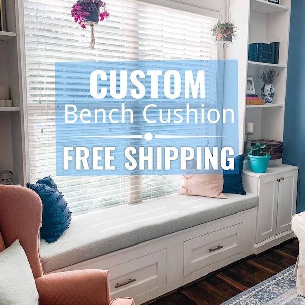 Custom Bench Cushion, Window Seat Cushion 3" Thick with Zipper - 100% Screen Printed Polyester