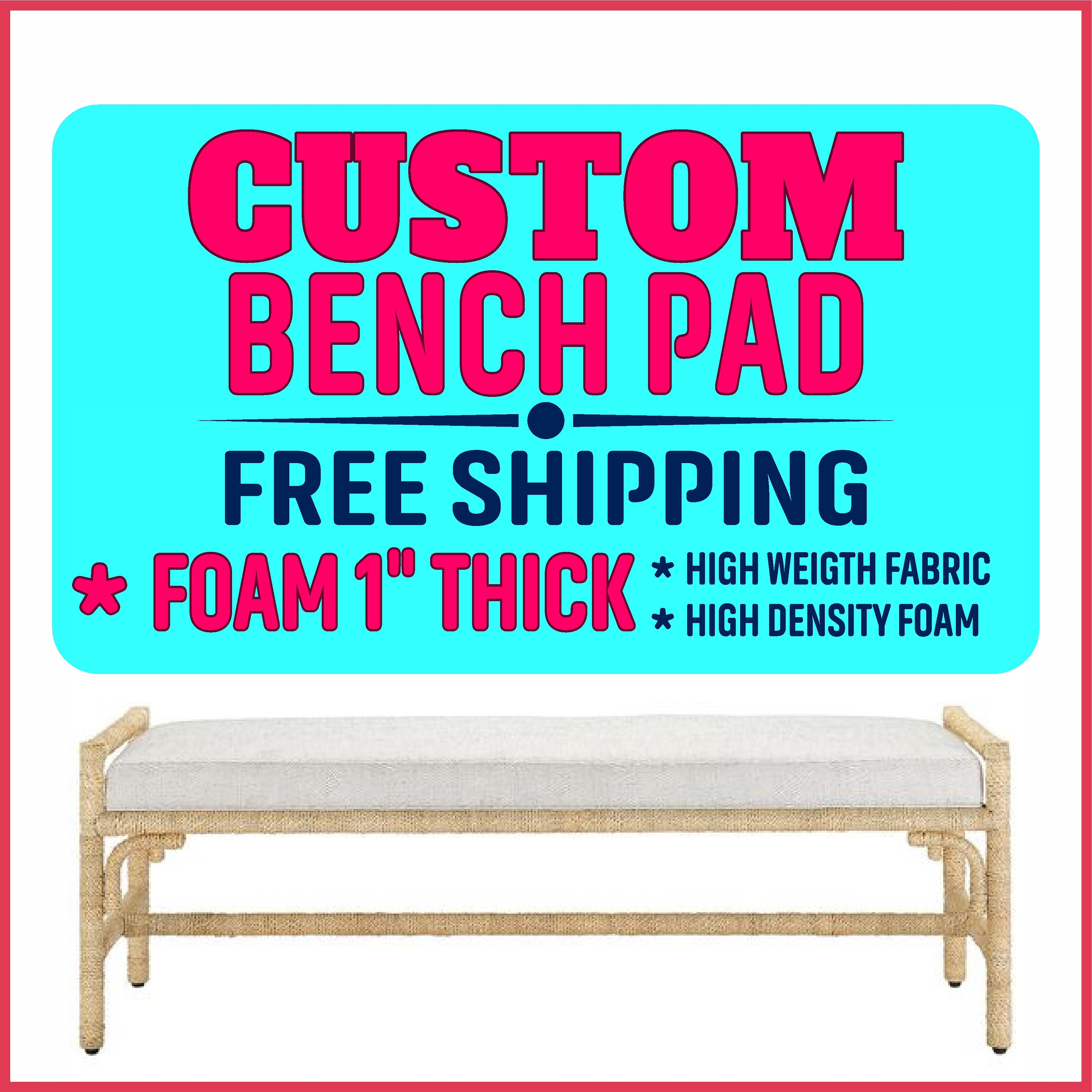 1 Thick Custom Bench PAD With Chenille and Velvet Fabric 