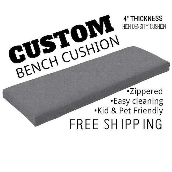 Custom Bench seat Cushion with Zipper ( 4" Thick ) - Window seat cushion - 100% Screen Printed Polyester