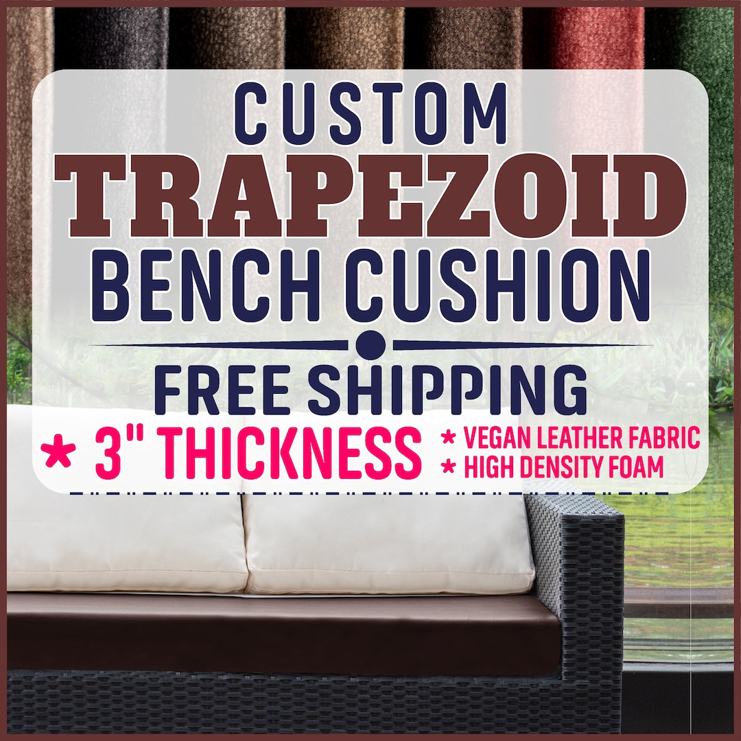 Custom Trapezoid Bay Window Seat Cushion With Zipper 3 Thick Vegan ...