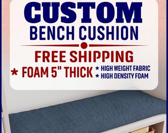 Custom Bench Cushion, Window Seat Cushion 5" Thick with Zipper - Chenille / Velvet Fabric