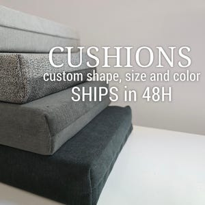 Custom Bench Cushion, Window Seat Cushion 2&quot; Thick with Zipper - SHIPPING in 48H - Chenille / Velvet fabric