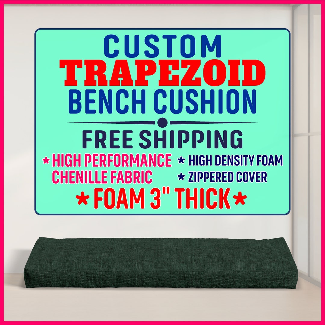 3 Thick Custom Trapezoid Bay Window Seat Cushion With Zipper With ...