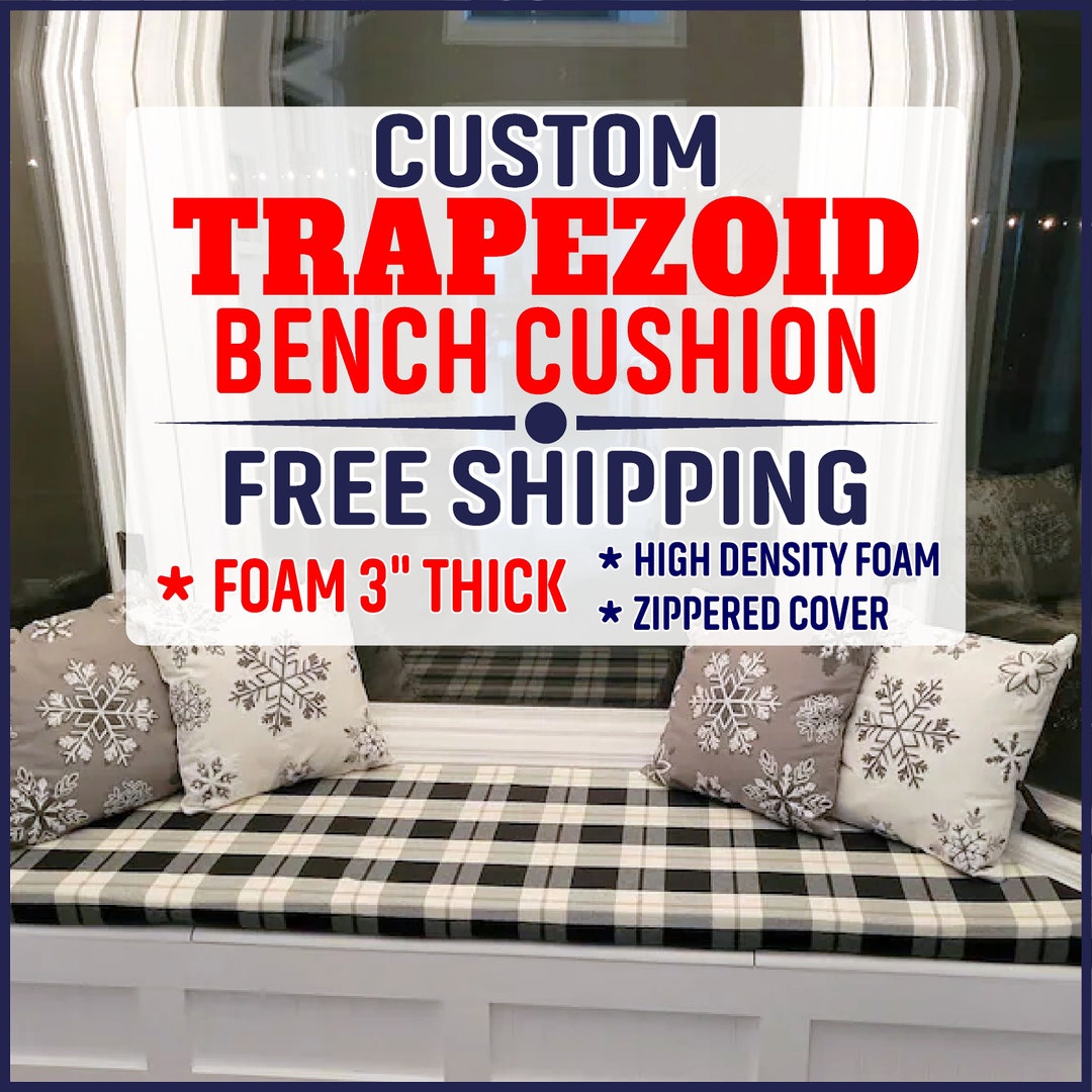 Custom Trapezoid Bay Window Seat Cushion With Zipper 3 Thick 100