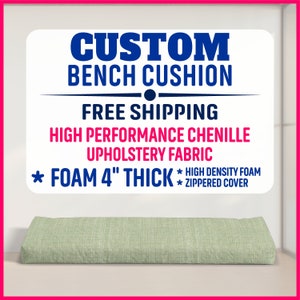 Custom Bench Cushion, Window Seat Cushion 4&quot; Thick with Zipper - Crypton Fabric