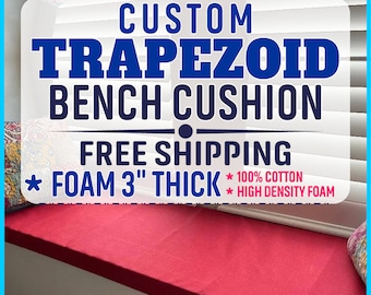 Custom Window Seat Cushion for Bay Window – 3" Thick Indoor Bench Cushion with Zippered Cover - Cotton Fabric